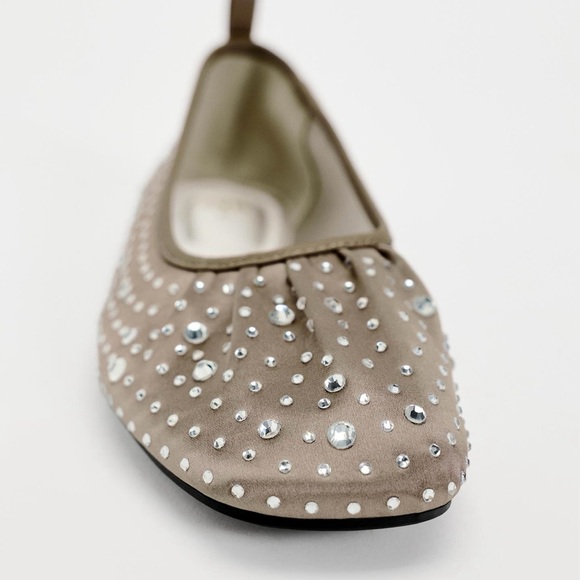 Rhinestone ballet flats in taupe gray. Zara, NWT, size 38 (US 7.5) - Picture 8 of 10